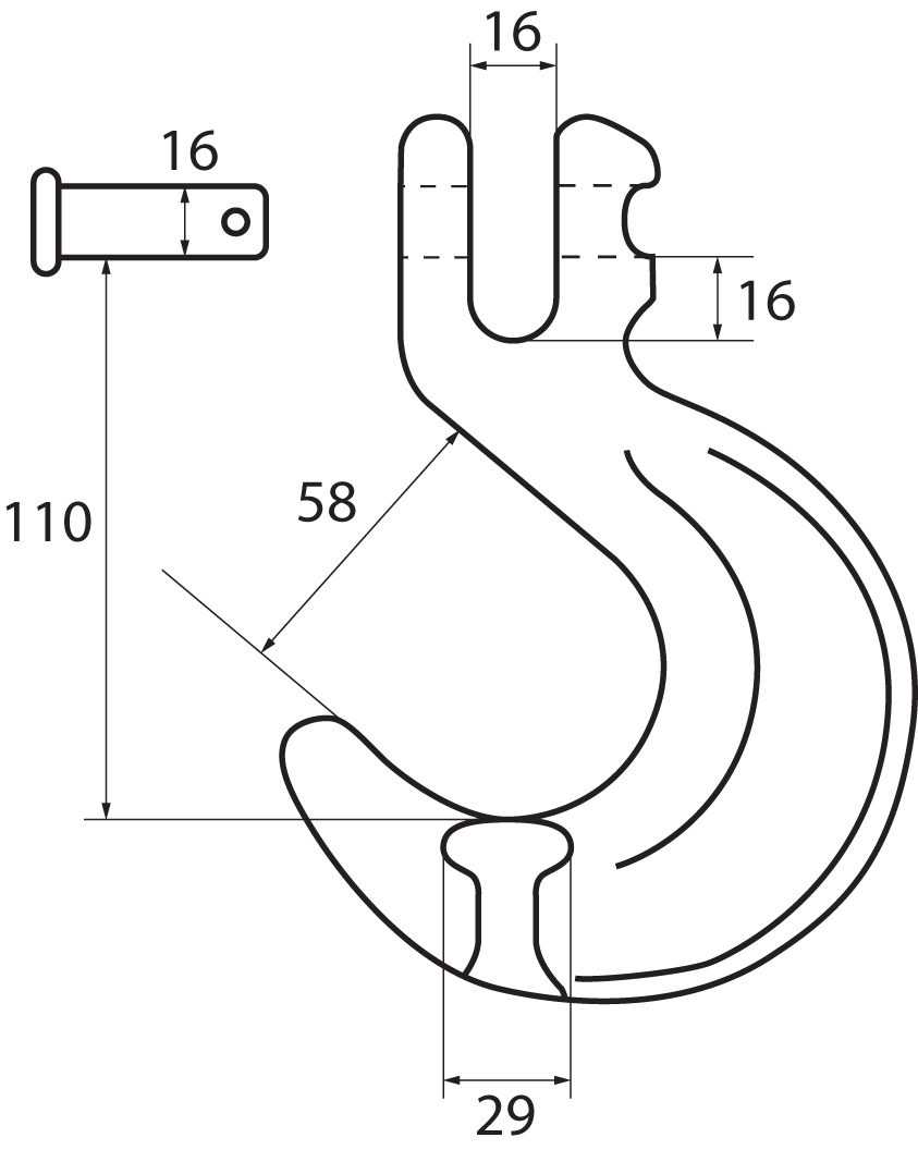 Clevis Lashing Hooks Yellow Painted