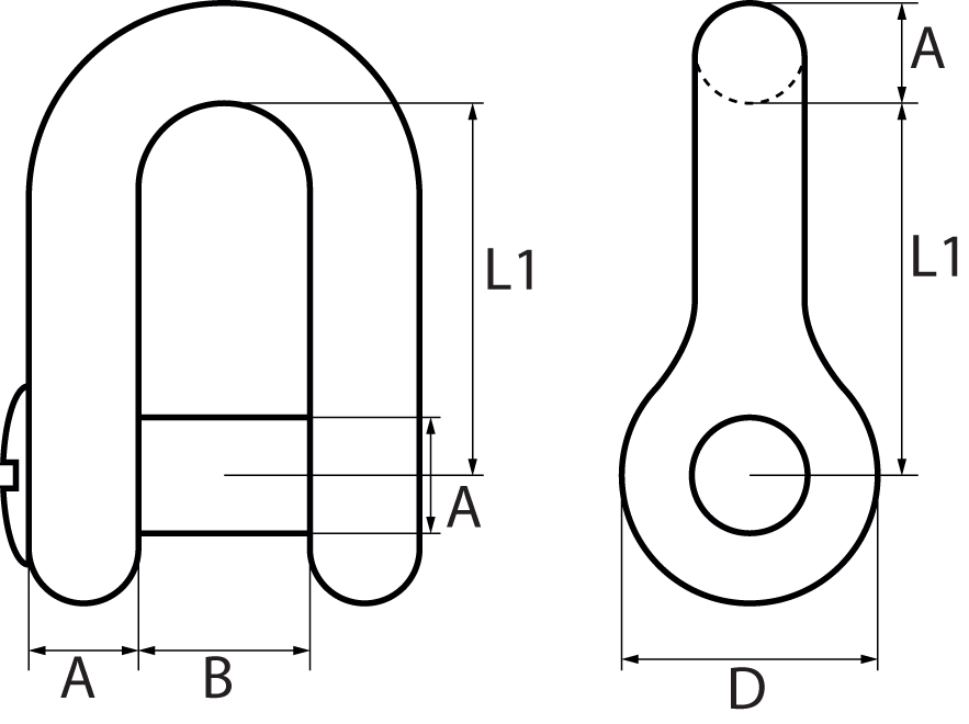 Dee Shackles with Countersunk Flush Pin 