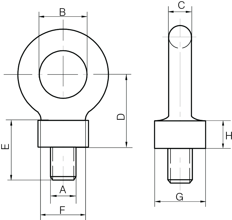 Drop Forged Dynamo Eyebolts Commercial Pattern - BSW Thread