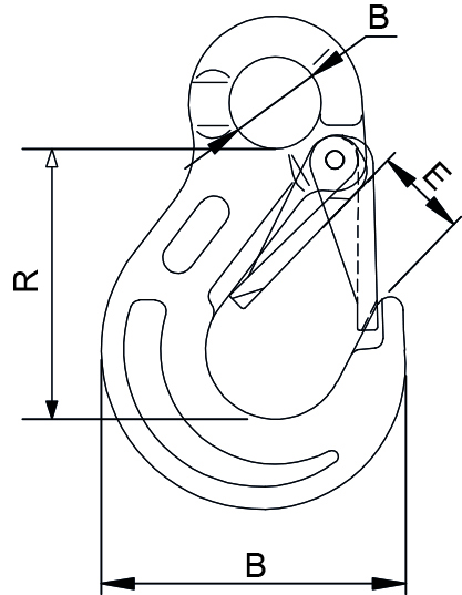 Stainless Steel Eye Type Sling Hook with Safety Catch