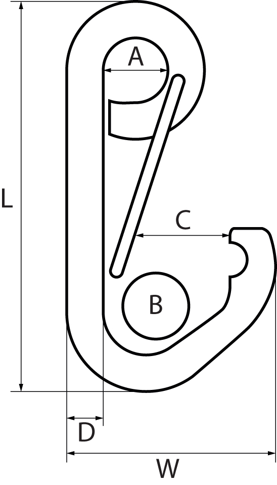 Formed Eye Carbine Hook with Spring Wire Safety Catch 