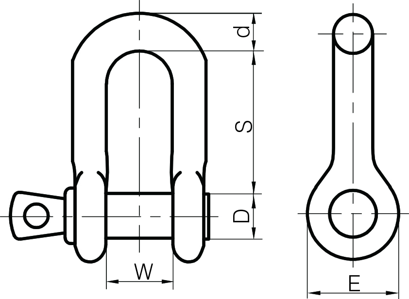 Galvanised Large Dee Shackles to BS 3032 1958 with Type A Pins 