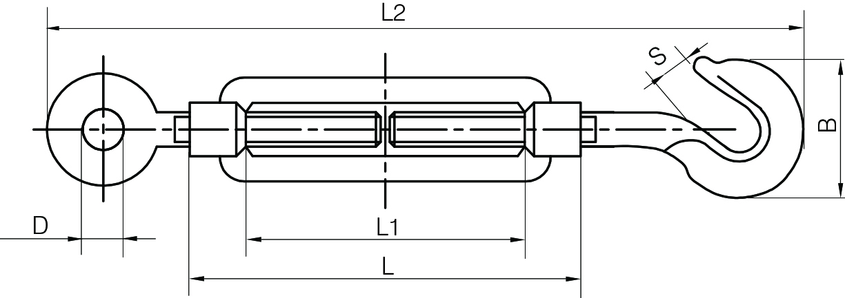 Open Body Turnbuckles Hook & Eye 