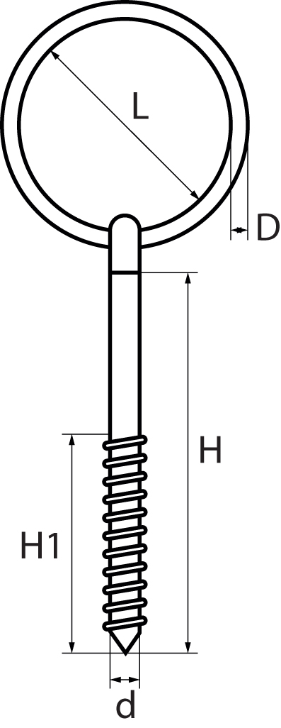 St/Steel Ringbolt with Lag Thread Woodscrew thread 