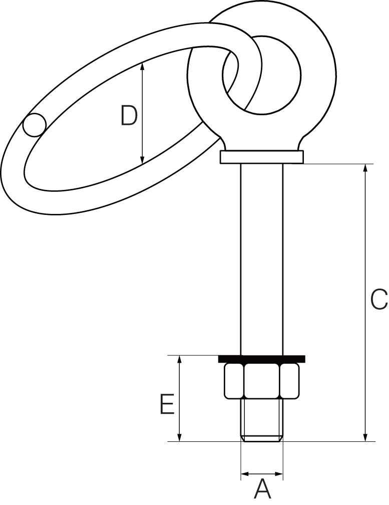 Galvanised Ringbolts with Nut & Washer 