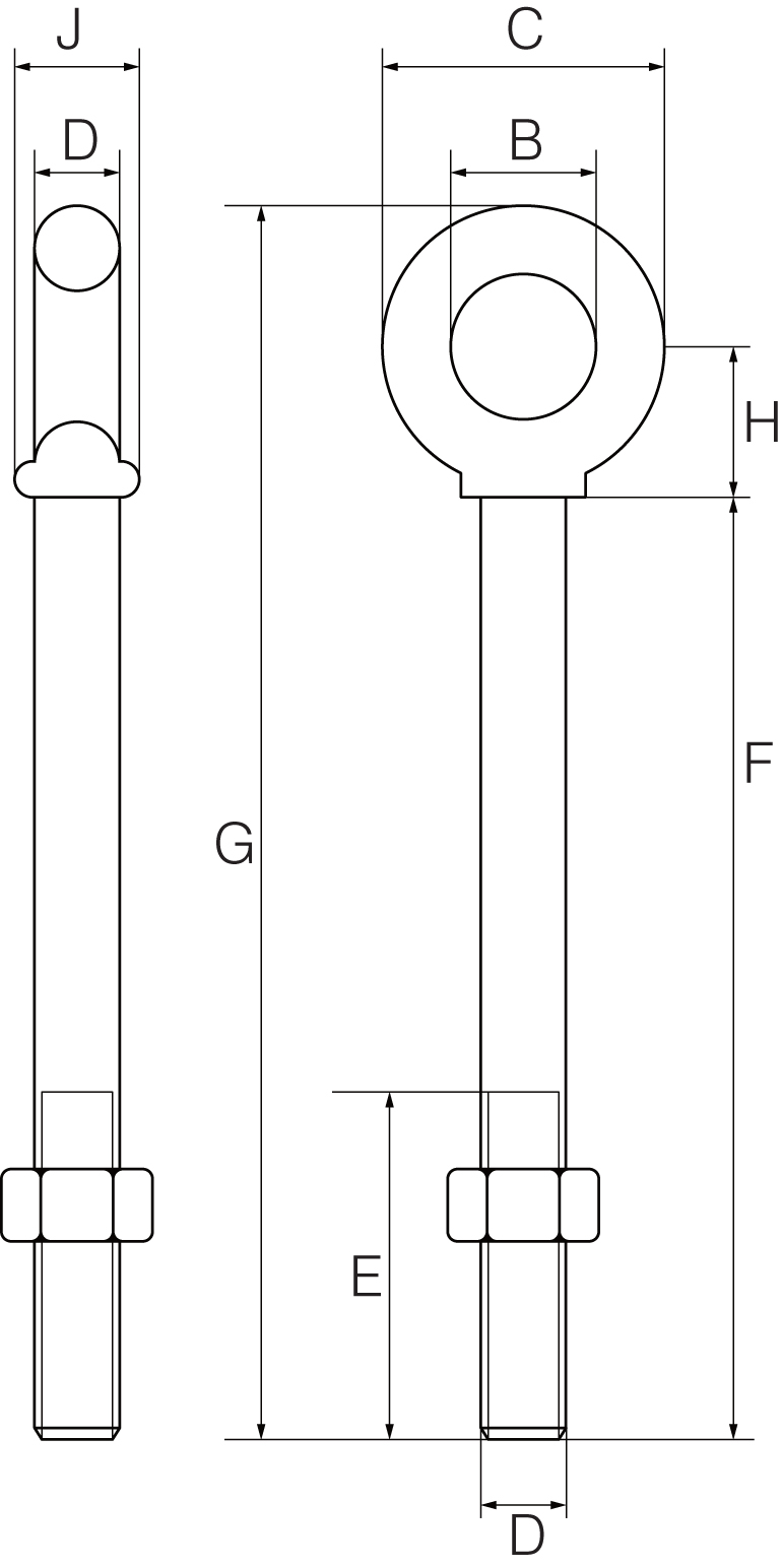 Galvanised Shoulder Nut Eyebolts with Nut 