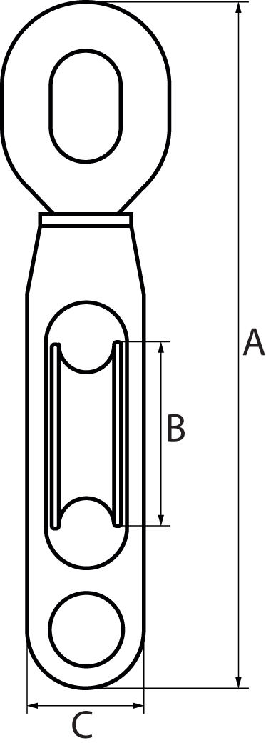 Swivel Oval Eye Single Sheave Galvanised 'Red Head' Malleable Iron Blocks with Sealed Ball Bearing Steel Sheaves for use with Wire Rope