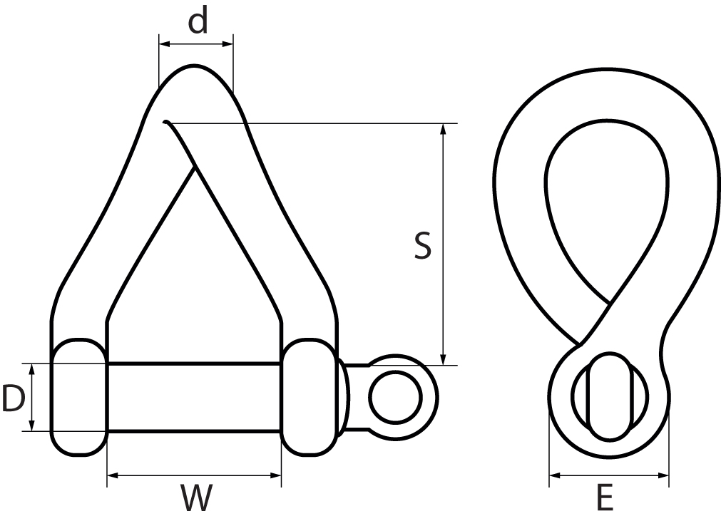 Twisted Shackle with Screwed Collar Pin 