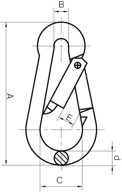 Carbine Hook with Eyelet Zinc Plated 